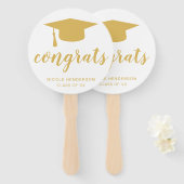 Eenvoudig Gold Mortar Board Elegant Afstuderen Handwaaier (Voorkant en achterkant)