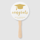 Eenvoudig Gold Mortar Board Elegant Afstuderen Handwaaier (Voorkant)