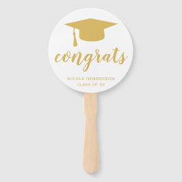 Eenvoudig Gold Mortar Board Elegant Afstuderen Handwaaier