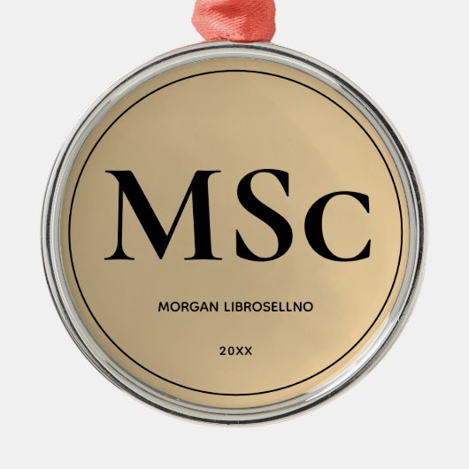 Eenvoudig Gold MSc-Afstuderen Metalen Ornament (Voorkant)
