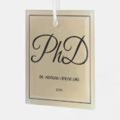 Eenvoudig Gold Name PhD-Afstuderen Glas Ornament (Voorkant links)