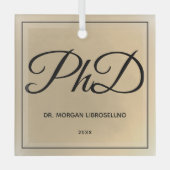 Eenvoudig Gold Name PhD-Afstuderen Glas Ornament (Voorkant)