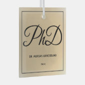 Eenvoudig Gold Name PhD-Afstuderen Glas Ornament (Voorkant Rechts)