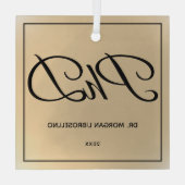 Eenvoudig Gold Name PhD-Afstuderen Glas Ornament (Achterkant)