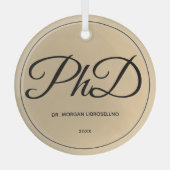 Eenvoudig Gold PhD-Afstuderen Glas Ornament (Voorkant)