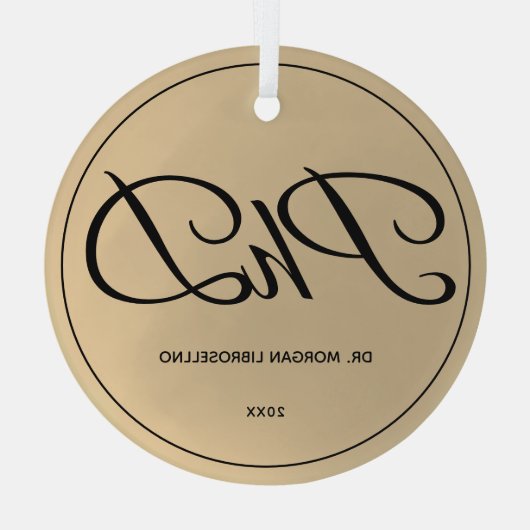 Eenvoudig Gold PhD-Afstuderen Glas Ornament (Achterkant)