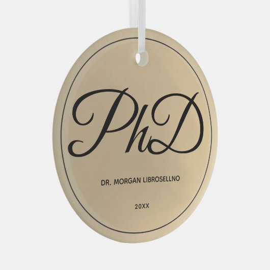 Eenvoudig Gold PhD-Afstuderen Glas Ornament (Voorkant Rechts)