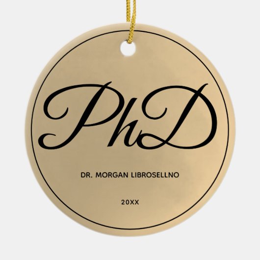 Eenvoudig Gold PhD-Afstuderen (jaar) Keramisch Ornament (Voorkant)