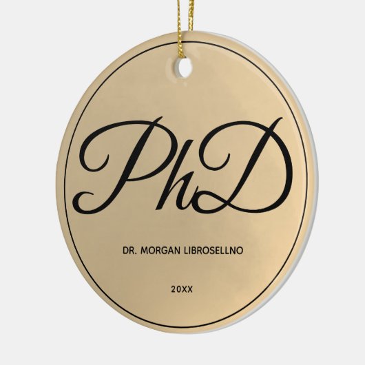 Eenvoudig Gold PhD-Afstuderen (jaar) Keramisch Ornament (Links)