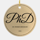 Eenvoudig Gold PhD-Afstuderen (jaar) Keramisch Ornament (Achterkant)