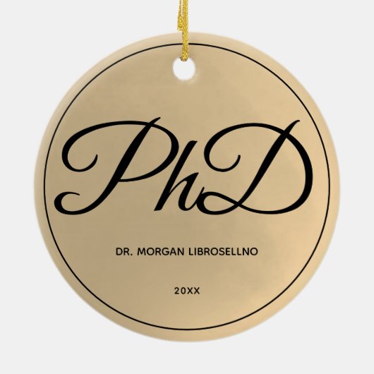 Eenvoudig Gold PhD-Afstuderen (jaar) Keramisch Ornament (Achterkant)