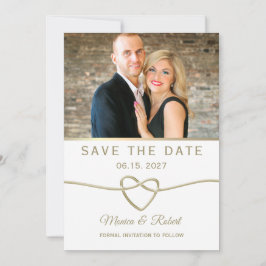Eenvoudig Gold Photo Wedding Save The Date