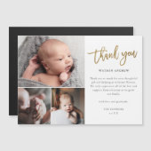 Eenvoudig Gold Script 3 Foto Baby - Hartelijk dank (Voorkant / Achterkant)