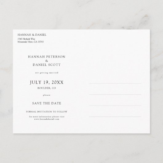 Eenvoudig Gold Script Bewaar de datum van de fotob Aankondigingskaart (Achterkant)