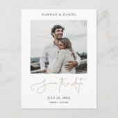 Eenvoudig Gold Script Bewaar de datum van de fotob Aankondigingskaart (Voorkant)
