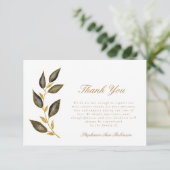 Eenvoudig Gold Script Floral Funeral Bedankt Opmer (Staand voorkant)