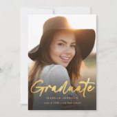 Eenvoudig Gold Script Photo Graduation Party Kaart (Voorkant)