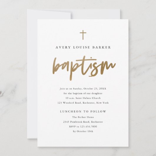 Eenvoudig Gold Script-religie Kaart (Voorkant)