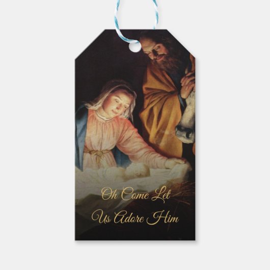 Eenvoudig Gold Script Religity-kerstmis Cadeaulabel (Voorkant)