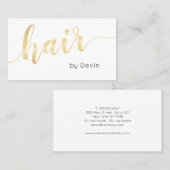 Eenvoudig Gold Script Typografie Hair Stylist Salo Visitekaartje (Voorkant / Achterkant)