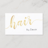 Eenvoudig Gold Script Typografie Hair Stylist Salo Visitekaartje (Voorkant)