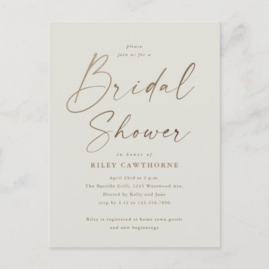 Eenvoudig Gold Script-Vrijgezellenfeest Briefkaart (Voorkant)