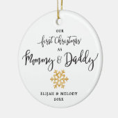 Eenvoudig Gold Snowflake mama en papa Kerstmis Keramisch Ornament (Links)