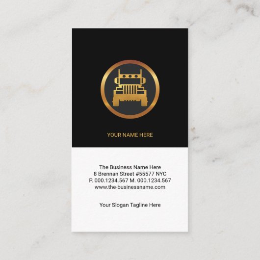 Eenvoudig Gold Tab Black White Column Transport Visitekaartje (Achterkant)