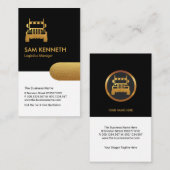 Eenvoudig Gold Tab Black White Column Transport Visitekaartje (Voorkant / Achterkant)