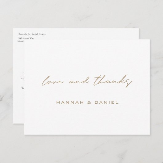 Eenvoudig Gold Weddenschap Hartelijk dank Briefkaart (Voorkant / Achterkant)