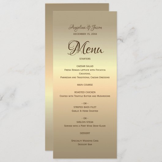 Eenvoudig Gold Wedding Menu (Voorkant / Achterkant)