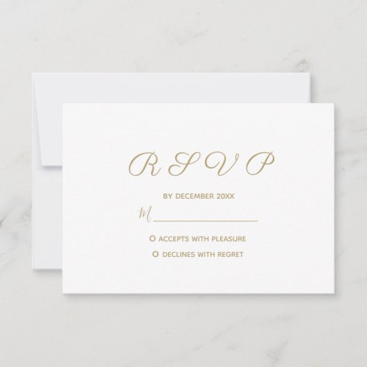 Eenvoudig Gold Wedding RSVP Kaartje (Voorkant)