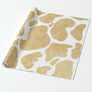 Eenvoudig Gold White Large Cow Spots Animal Print Cadeaupapier