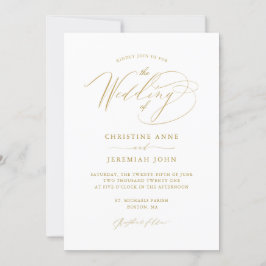 Eenvoudig Gold White Modern Script Weddenschap Kaart