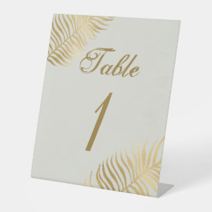 Eenvoudig Golden Tropical Leaves Wedstrijding Tabl Reclamebord Met Voetstuk