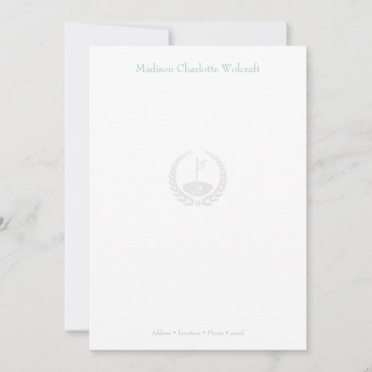 Eenvoudig golf thema ontwerp aangepaste platte not bedankkaart (Voorkant)