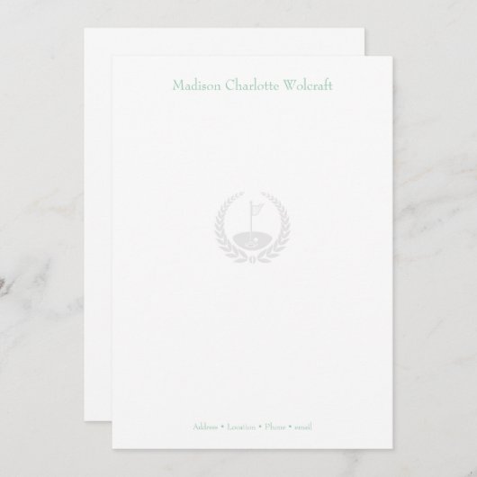 Eenvoudig golf thema ontwerp aangepaste platte not bedankkaart (Voorkant / Achterkant)