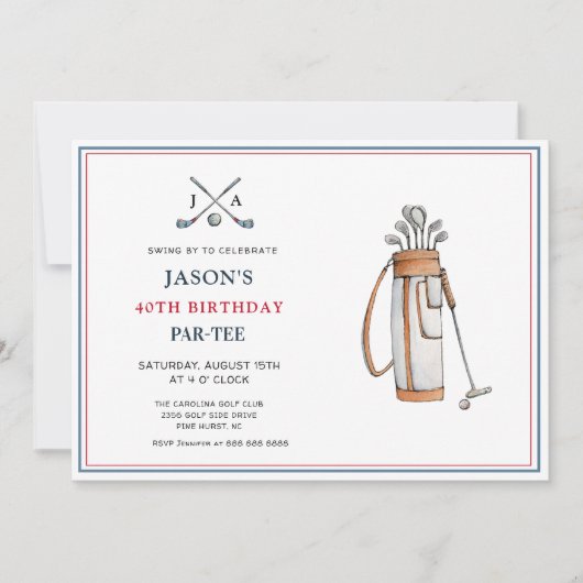 Eenvoudig golfthema PAR- T-SHIRT Verjaardag Kaart (Voorkant)