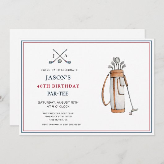 Eenvoudig golfthema PAR- T-SHIRT Verjaardag Kaart (Voorkant / Achterkant)