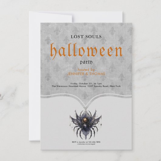 Eenvoudig gotisch Halloween feest Kaart (Voorkant)