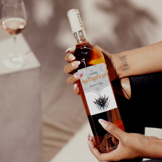 Eenvoudig gotisch Halloween feest Wijn Etiket