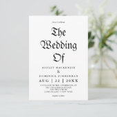 Eenvoudig gotisch script kalligrafie bruiloft kaart (Staand voorkant)