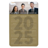 Eenvoudig Goud 2025 Kalender Minimalistische Vakan Magneet (Verticaal)