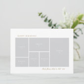 eenvoudig goud 6 fotocollage feestdagenkaart (Staand voorkant)