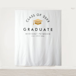 Eenvoudig Goud Afstudeerder Pet Afstuderen Foto Ac Wandkleed