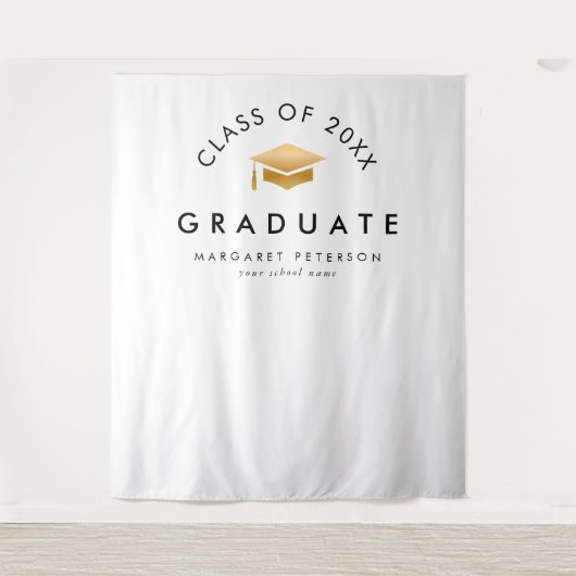 Eenvoudig Goud Afstudeerder Pet Afstuderen Foto Ac Wandkleed (Voorkant)
