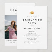 Eenvoudig Goud Afstudeerder Pet Foto Dubbele Gradu Kaart (Voorkant / Achterkant)