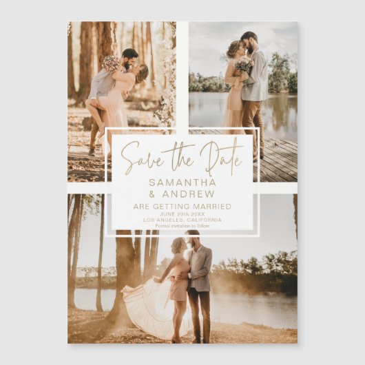 Eenvoudig goud behalve datum 3 collage van het fot (Voorkant)