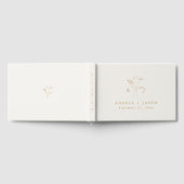 Eenvoudig goud en beige | Botanisch monogram bruil Gastenboek (Volledig)