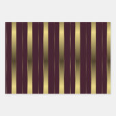 Eenvoudig goud en Bourgondische geometrische strep Inpakpapier Vel (Voorkant)